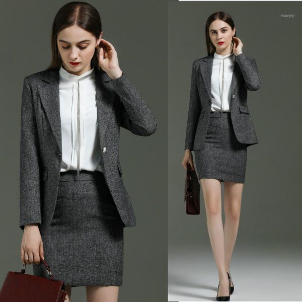 

formal skirt suits for women office clothes women blazer and skirt set suit ladies 2 piece suit blazer set1, White