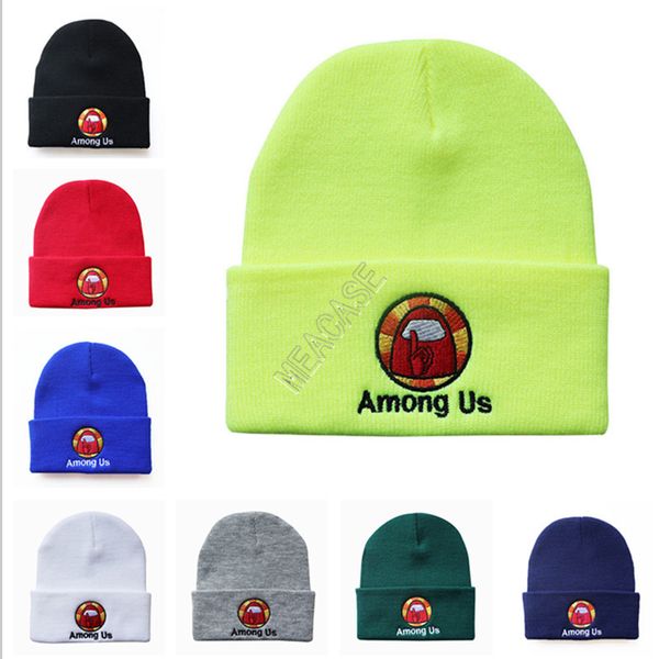 

8 colors among us beanie hat women men embroidery knitted hat anime cartoon winter hats warm crochet skull cap cycling ski headwear d121005, Yellow