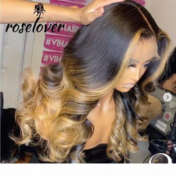 

ombre honey blonde lace front wigs 180% for black women pre plucked lace human hair wigs colored 13x6 front human hair, Black;brown