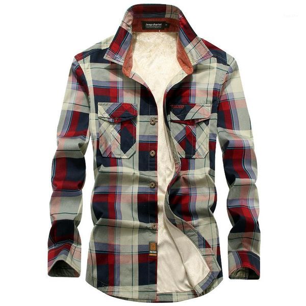 

100% cotton mens plus velvet warm fleece plaid shirt autumn winter thick windproof outdoor hiking sports shirt 4xl thermal1, White;black