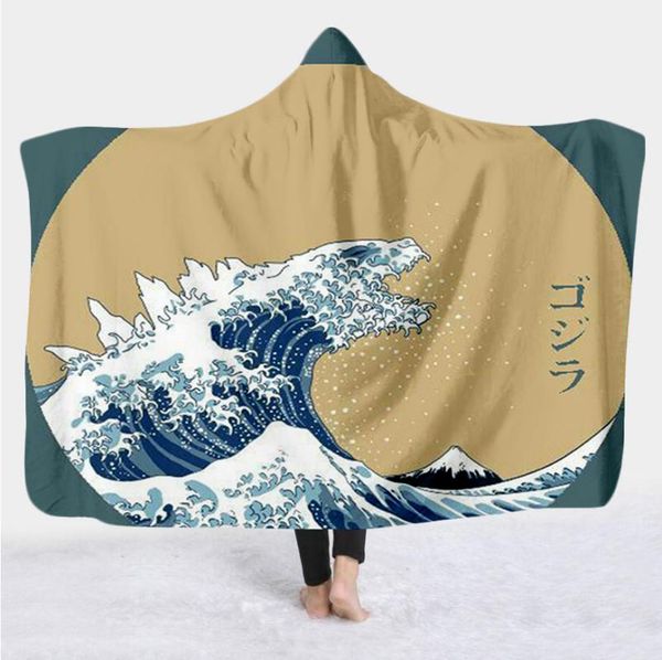 

blankets japanese famous paintings the great wave blanket hooded 3d full print wearable adults men women style-8