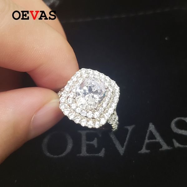 

solid 925 sterling silver 2 carats oval high carbon diamond rings for women sparkling wedding party fine jewelry wholesale, Slivery;golden