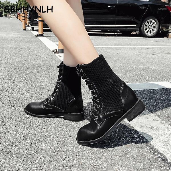 

boots gbhhynlh mid calf winter snow for women ladies waterproof platform botines plush warm thick female black booties lja8191