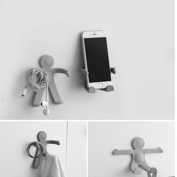 

hooks & rails creative cute little man wall mounted simple design metal hat seamless key hanging clothes coat rack home decoration