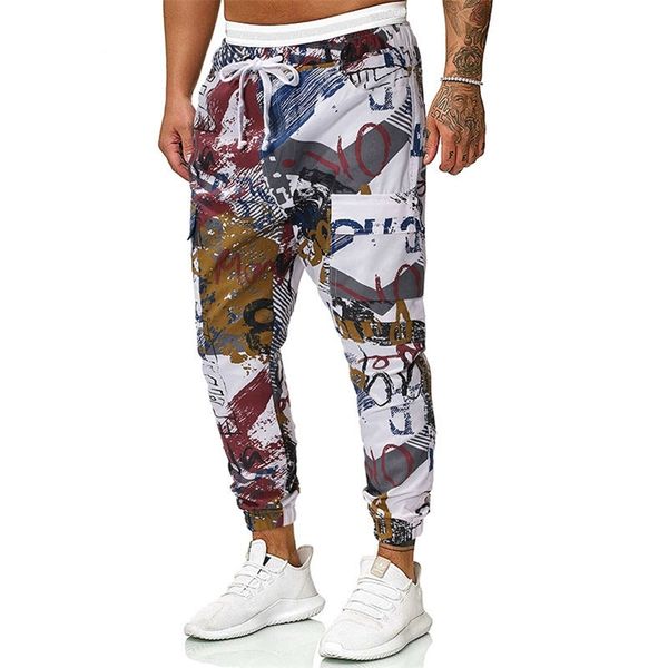 

streetwear printed overalls new fashion men's temperament casual trousers hip hop pantalones hombre brand designer cool 201109, Black