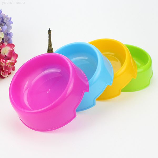 

economy plastic pet candy color dog round single bowl ju0458