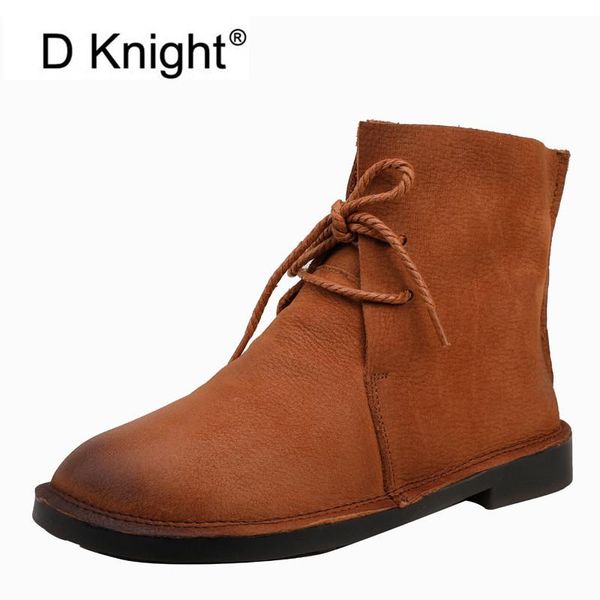 

handmade genuine leather soft bottom casual short boots women leather boots flat heels shoes women winter ankle for, Black