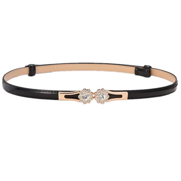 

летнее новое прибытие леди кристалл цветы пряжка тонкая ремни для женщин платья моделирование пояс женский ремень ремешок определить pu кожа, Black;brown