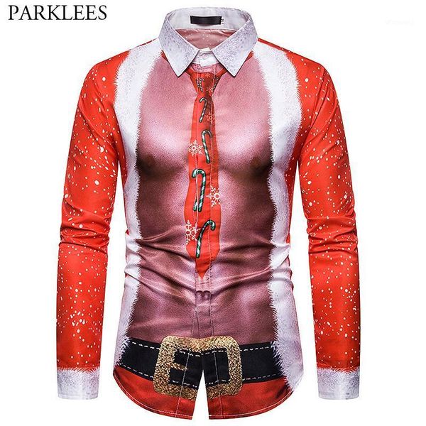 

pectoral muscle 3d christmas print men shirt fake two pieces men long sleeve funny dress shirts party festival chemise1, White;black