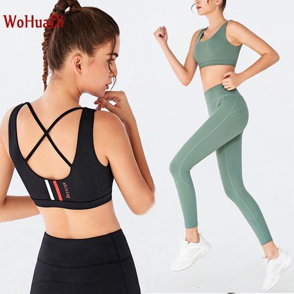 

yoga outfits wohuadi seamless set fitness clothing women gym tights padded push-up leggings+sports bra drop1, White;red