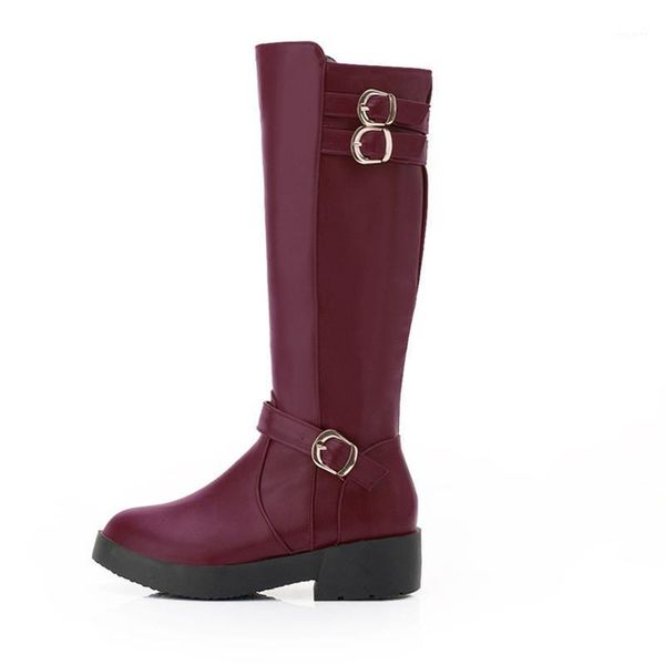 

fashion knee-high boots women 2020 new simple round head middle boots with velvet comfort middle heel winter women1, Black