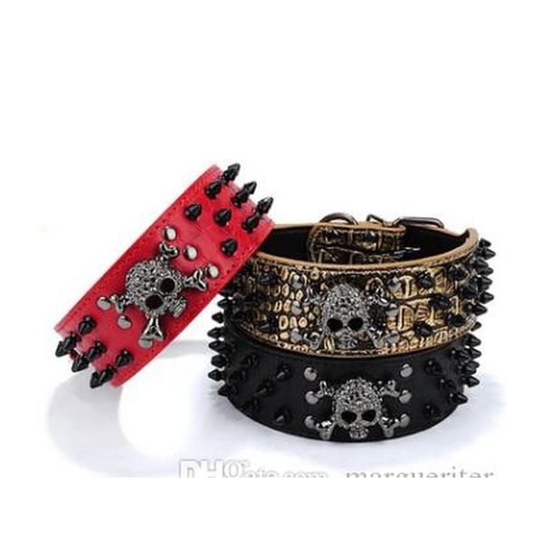 

black gold tie nail dog collar skull rivet pet collar anti bite dog spiked studded larg jllubg sinabag