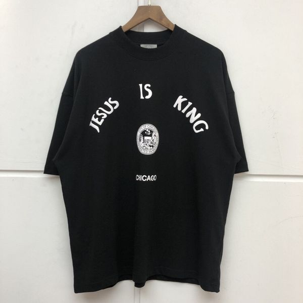 

2021 new luxury men jesus is king chicago t shirts t-shirt hip hop skateboard street cotton t-shirts tee kenye s-xxl #n218 oscg, Black