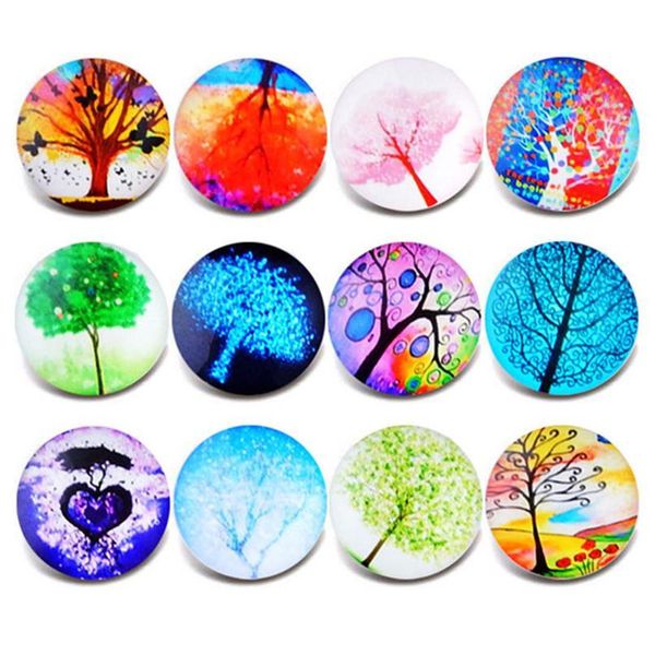 

10pcs/lot new glass snap jewelry tree of life mixed pattern snap buttons fit 18mm/20mm diy snap bracelet buttons jewel bbyxrj