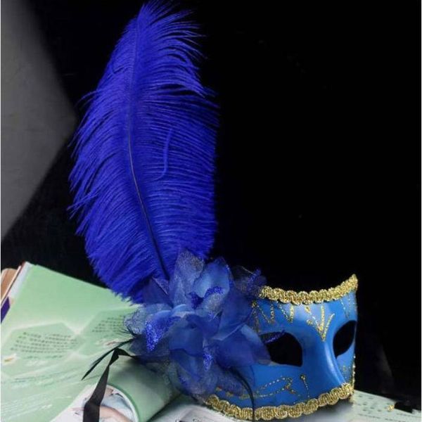 

factory priceparty fancy ball perfoming coloured drawing with ostrich feather venetian mask
