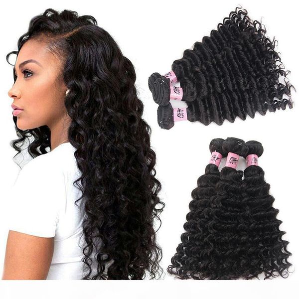 

nami hair brazilian virgin hair weaves deep wave 3 bundles 100% human hair extensions natural color, Black