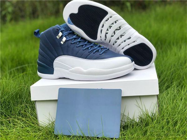 

with box sale 12 indigo basketball shoes stone blue legend blue obsidian fashion chaussures trainers size 7-13us