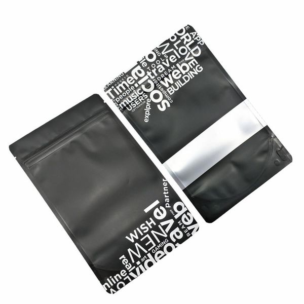 

50pcs stand up matte black dry flower aluminum foil zipper package bag with window mylar retail reclosable storage pouch packing h bbylym