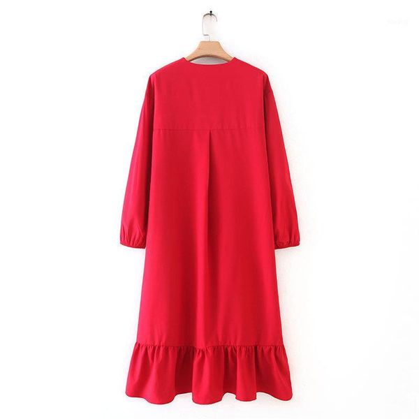 

women elegant v neck solid dress long sleeve office wear female casual knee length dresses stylish vestidos mujer1, Black;gray