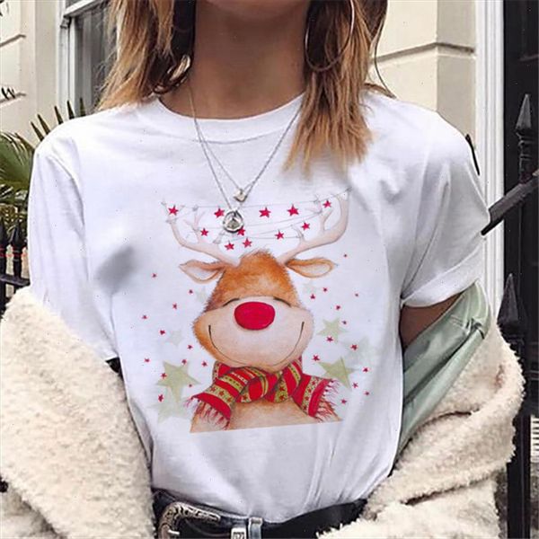 

t shirt women fashion merry christmas lovely deer t shirt harajuku short sleeve white tshirts woman white casual tee femme