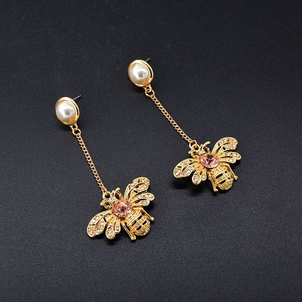 

wholesale retails fashion stud earrings women cute bee dangel tassel pendant gold bee earring, Golden;silver