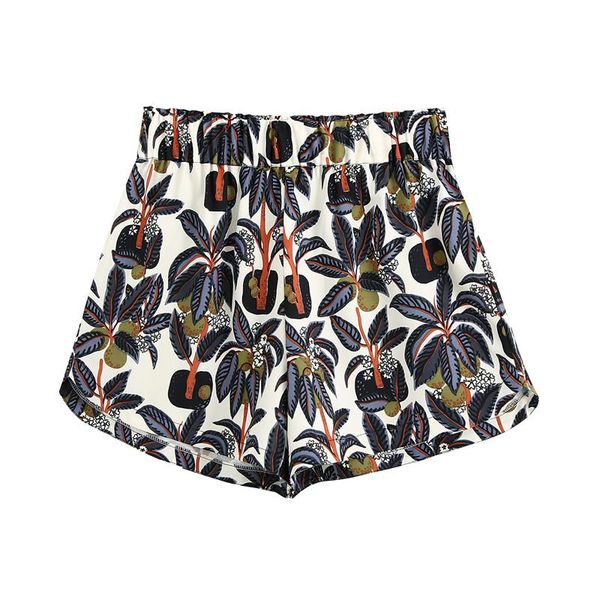 

blsqr women sweet leaf print shorts fashion pocket design high waist female short pants beach style pantalones mujer, White;black