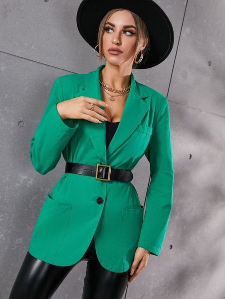 

double pocket single breasted blazer without belt 62mg#, White;black