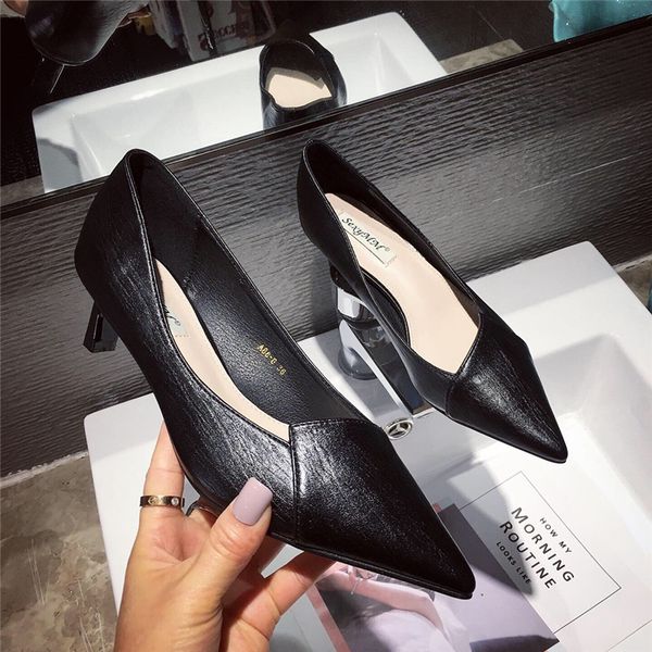 

elegant black 2020 beige lady share leather female designer pumps medium seven inches high heels formal party women's shoes uxoz