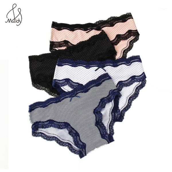 

maidy 3pcs/pack women panty breathable seamless lace pants dot low-rise briefs underwear female floral lingerie plus size s-xl1, Black;pink