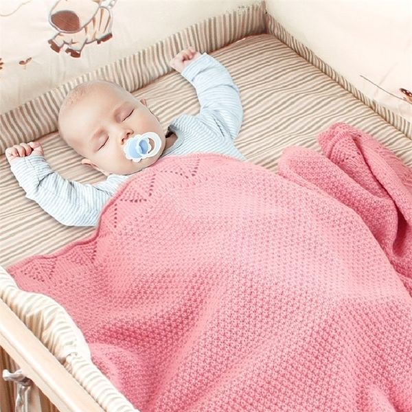 Neugeborenen Baby Decken Gestrickte Sommer Mädchen Zubehör Kinderwagen Matte Monatliche Kinder Junge Bad Swaddle Wrap Cobertor Infantil Quilt LJ201014