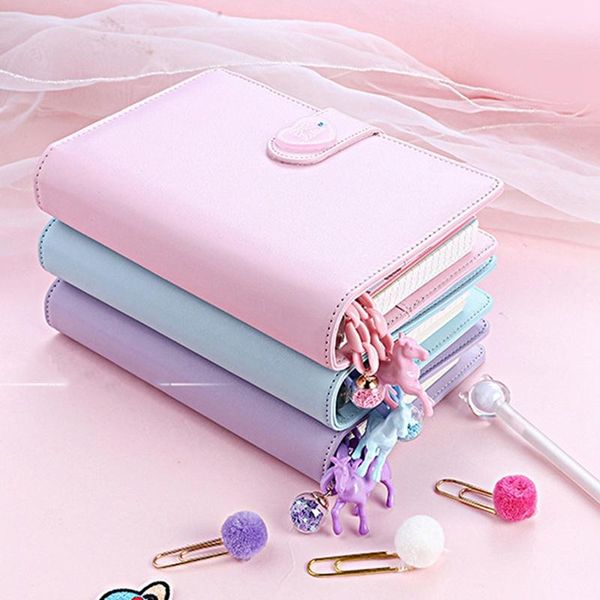 

notebook diary notepad pu leather literature note book paper journal planners school stationery gift, Purple;pink