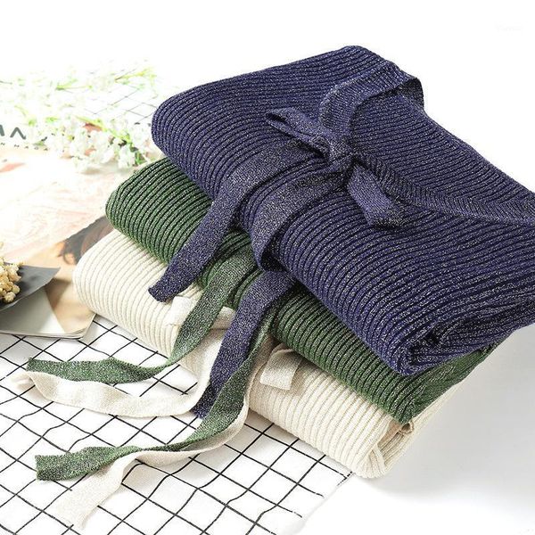 

autumn sweet bow flare sleeve knitted pullover ladies sweater for winter basic o-neck slim elastic jumper shining female1, White;black