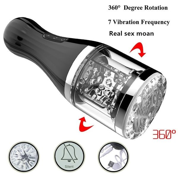 

automatic realistic 7 speed rotating male men masturbator toys with sync erotic female voice for stimulation masturbator