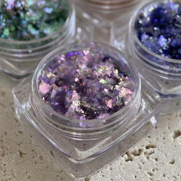 

nail glitter crystal fire opal flakes diamond sequins powder pigment for diy face eyeshadow lipgloss nails manicure paillettes resin epoxy, Silver;gold