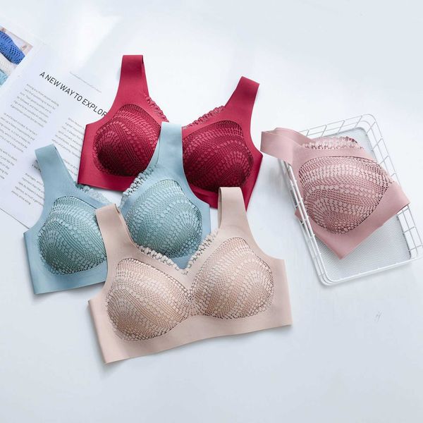 

new type of bra beautiful back, women's with waistcoat, comfortable and breathable, gathered underwear without steel ring, Red;black