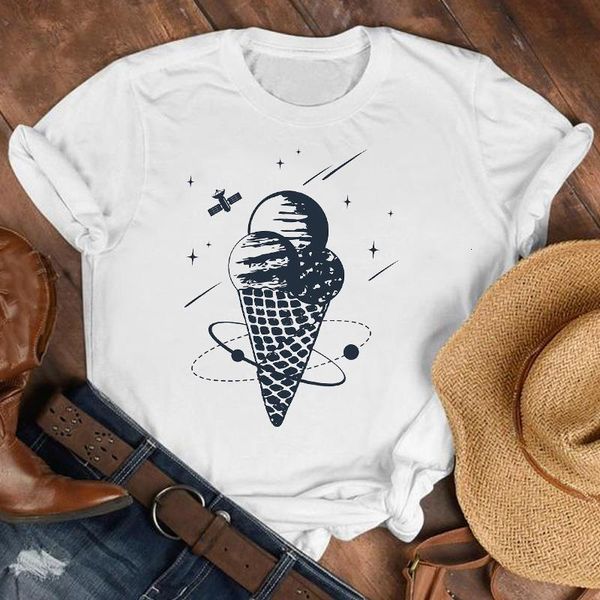 

женщины lady space universe милые геометрические 90-х годов модная рубашка одежда womens top женский печать t футболка tee графическая футбо, White