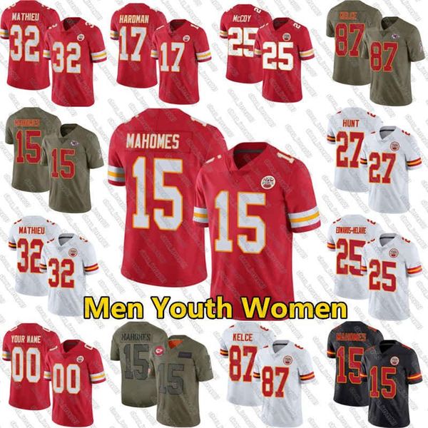 

15 patrick mahomes men jerseys jerseys10 tyreek hill 87 travis kelce 32 tyrann mathieu jerseys kansas city chiefs 2020 football, Black;red