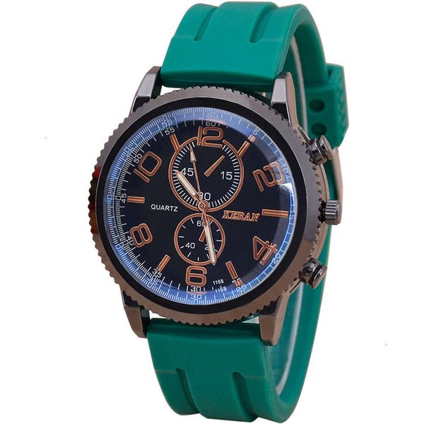 

men's tape sports taobao silicon fashion korean version simple dazzling blue light large dial quartz watch 4whu, Slivery;brown