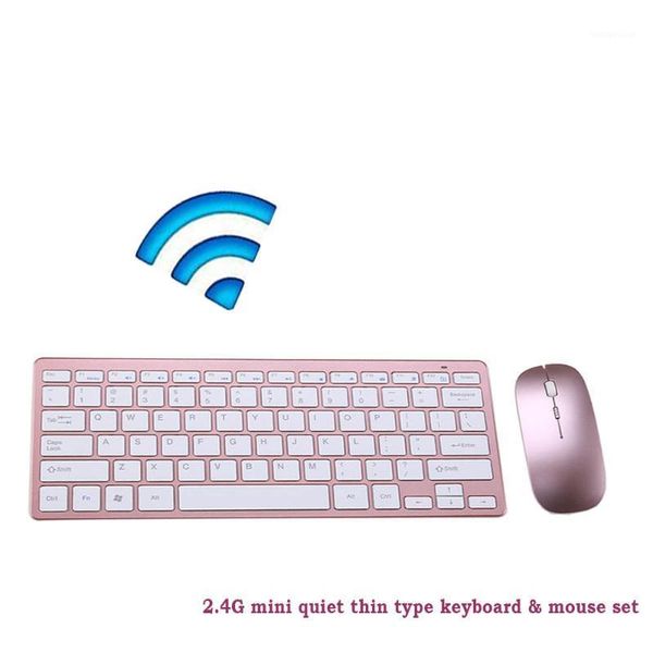 

wireless keyboard and mouse combo, 2.4g slim thin wireless keyboard mouse for windows, computer deskpc lapmac[rose gold]1