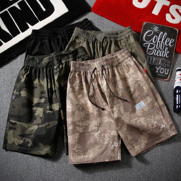 

camouflage mens shorts summer casual cotton fashion men bermuda beach short plus size 5xl joggers male kg-1, White;black