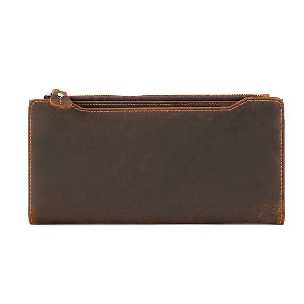 

hbp trade wholesale horse skin long wallet retro business long skin chuck layer wallet buckle, Red;black