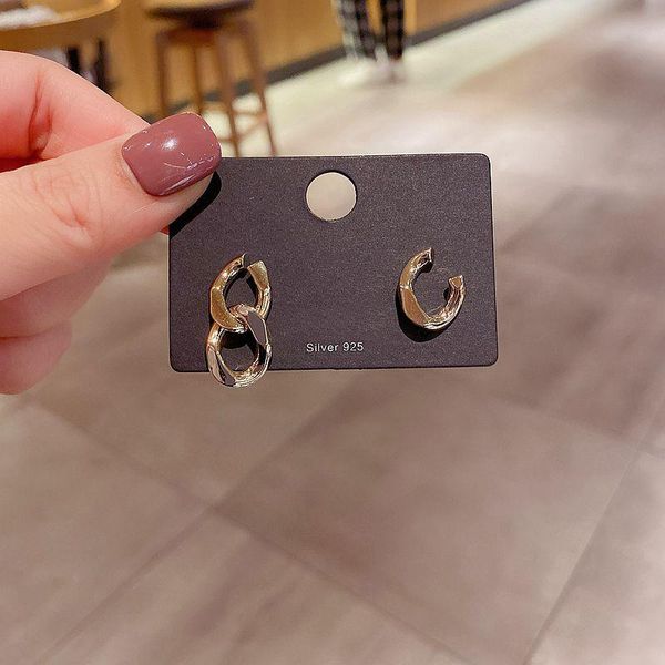 

stud high end ab style punk metal geometric earrings for women gold color fashion party jewelry, Golden;silver