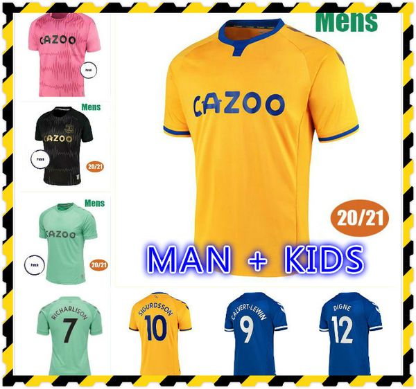 

men+kids 2020 2021 james richarlison sigurdsson kean soccer jerseys 20 21 football kits shirt andré gomes keane bernard tosun, Black;yellow
