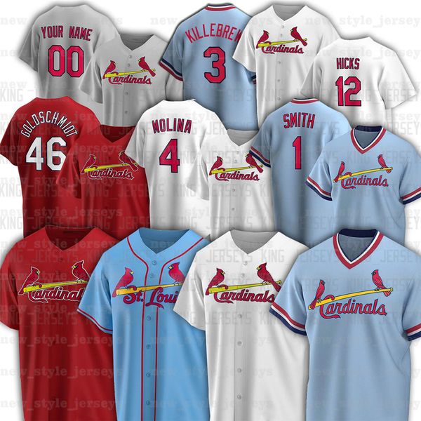 

28 nolan arenado 46 paul goldschmidt 1 ozzie smith 4 yadier molina dexter fowler paul dejong louis cardinals baseball jerseys xx3, Blue;black