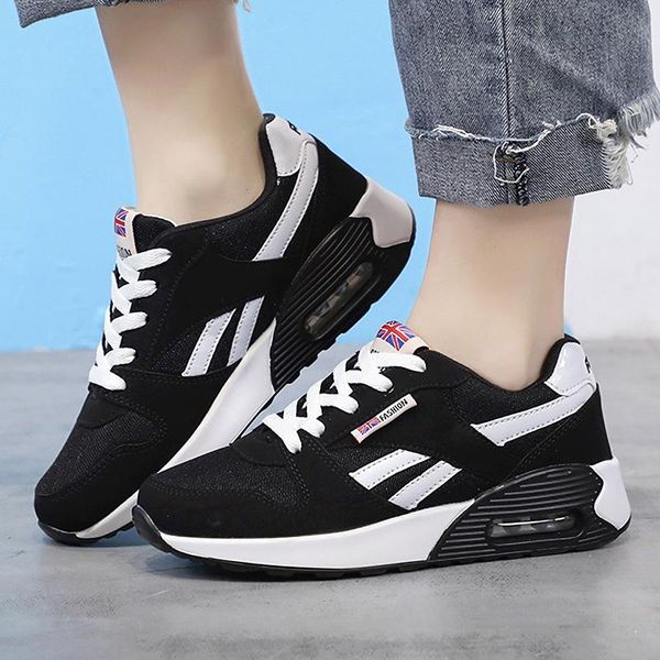 

sneakers women fashion breathable mesh shoes outdoor walking lace up ladies shoes flats tenis feminino casual women, Black