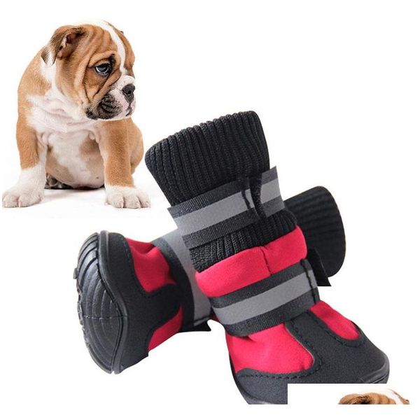

shoes for dogs high waist portable boots cotton waterproof boots non-slip rubber sole dog shoes for large dog puppy 4pcs/set nklzh