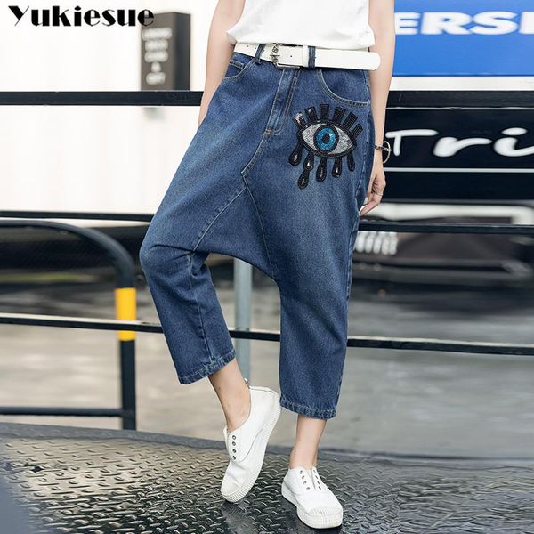 

women's jeans denim woman high waist loose for women plus size hip hop mom womens 2021 spring harem pants female trousers, Blue