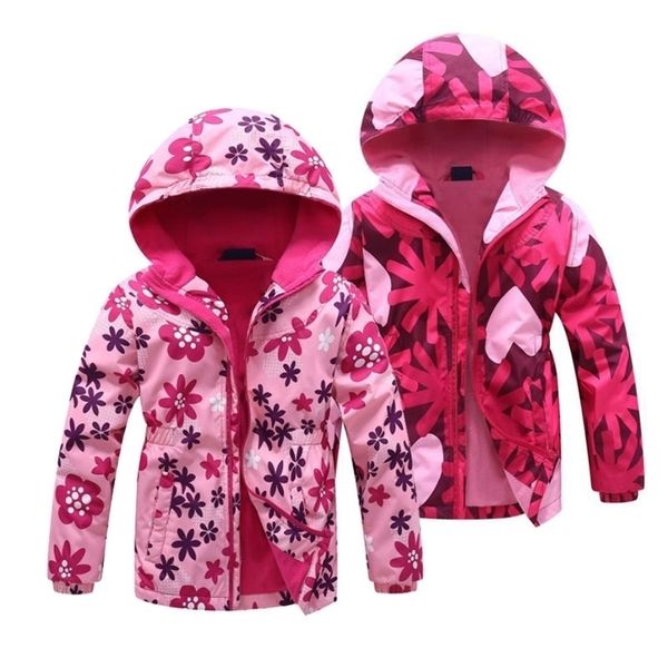 

jacket for girls 2020 spring children's flower fleece clothes girls coat windbreaker outerwear kids polar fleece windproof 3-12t lj2008, Blue;gray