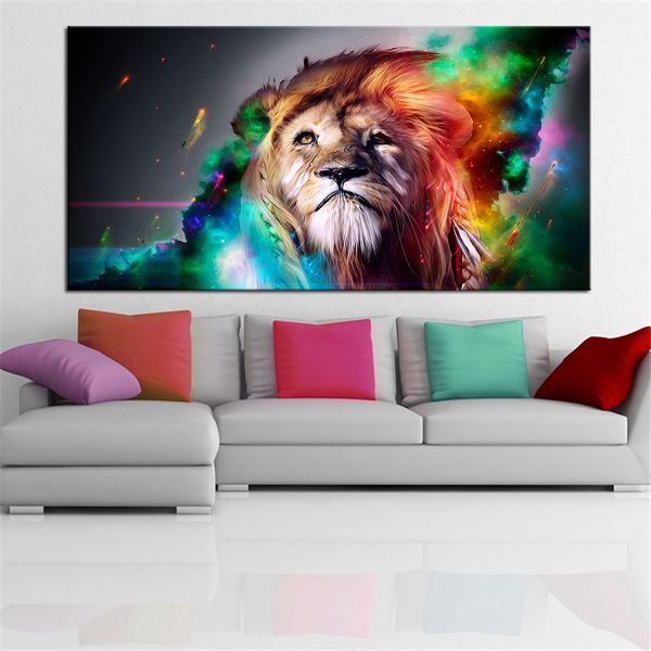 

современный стиль цвет лев домашнее украшение живопись холст печати картина плакат и гостиной украшения mural no рамка