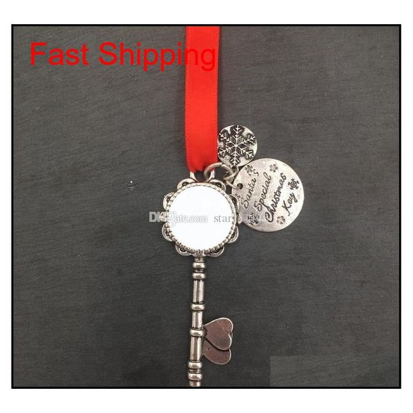 

wholesale new design special personalized enamel christmas santa's magic keys christmas ornament gift monogrammed san qylkew bdehome, Silver